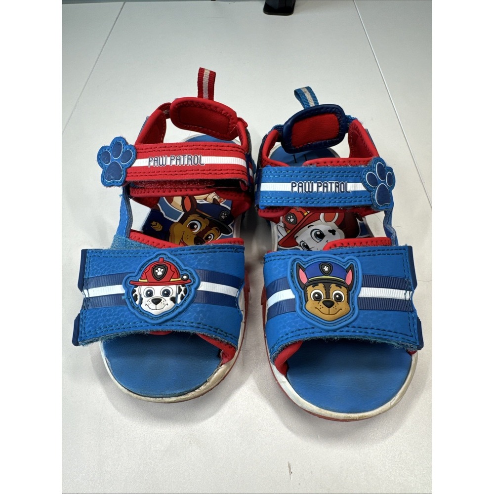 Boys Paw Patrol Size 11 Blue Light Up Adjustable Comfort Sandals Shoes